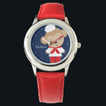 Seailor Monkey Personalisiert Kid's Armbanduhr<br><div class="desc">Diese lustige Uhr zeigt eine süße Vektorgrafik eines niedlichen Affen mit einem Seemann-Anzug und kann mit dem Namen oder Monogramm Ihres Kindes personalisiert werden.</div>