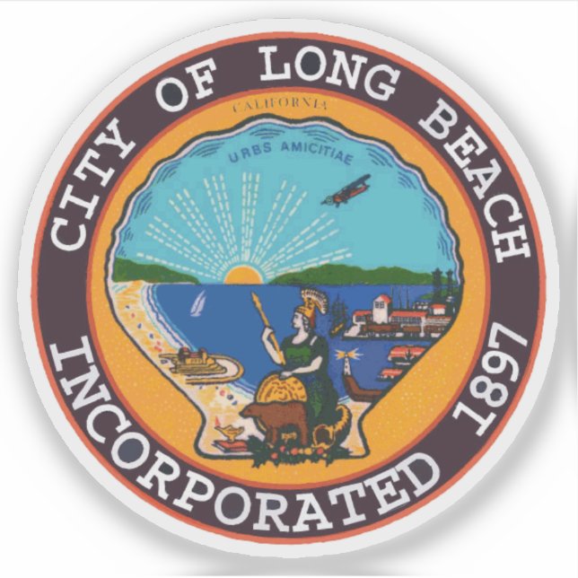 Seal of Long Beach, California, USA Aufkleber (Vorderseite)