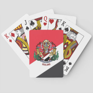Sealand mit Wappen überlagert Spielkarten