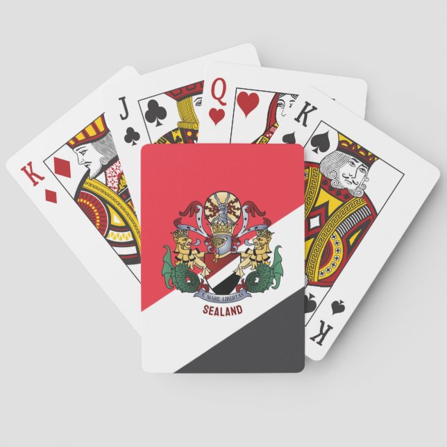 Sealand mit Wappen überlagert Spielkarten (Rückseite)