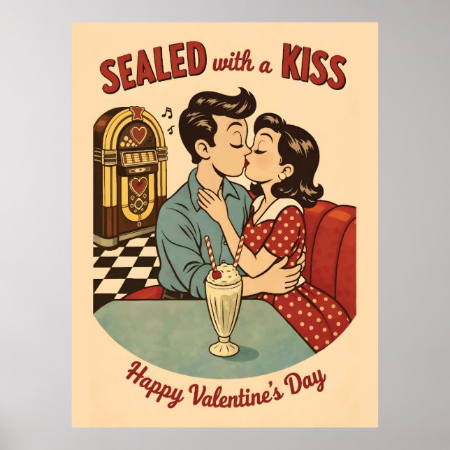 Sealed with a Kiss Retro 50s Jukebox  Poster (Vorne)