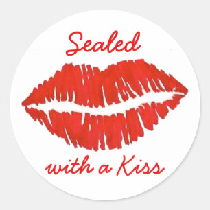 Sealed with a Kiss Valentine's Day Red Lips Runder Aufkleber