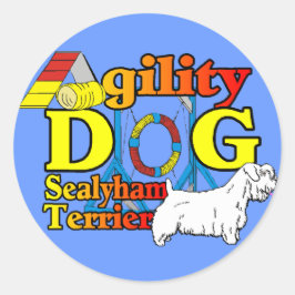 Sealyham_Terrier_Agility Runder Aufkleber