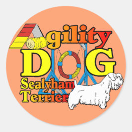 Sealyham_Terrier_Agility Runder Aufkleber