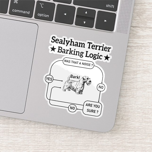 Sealyham Terrier Barking Logic Funny Dog Sarcastic Aufkleber (Detail)