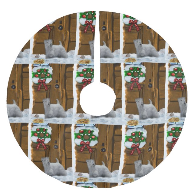 Sealyham Terrier Christmas Polyester Weihnachtsbaumdecke (Vorderseite)