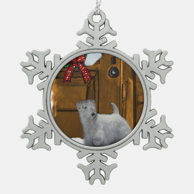 Sealyham Terrier Christmas Schneeflocken Zinn-Ornament (Vorderseite)