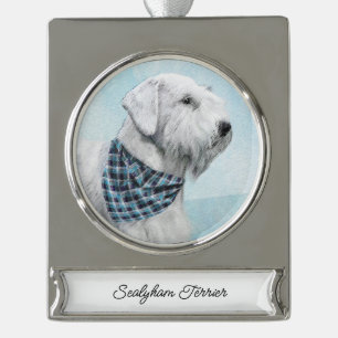 Sealyham Terrier Gemälde - Süße originelle Hundeku Banner-Ornament Silber
