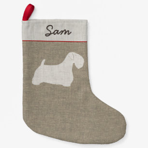 Sealyham Terrier-HundeSilhouette-personalisiertes Kleiner Weihnachtsstrumpf