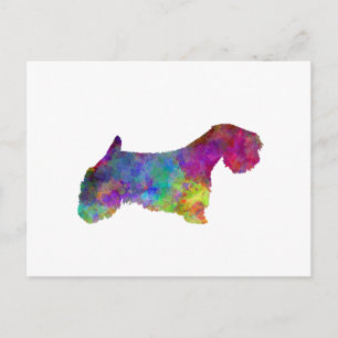 Sealyham Terrier in Aquarell Postkarte