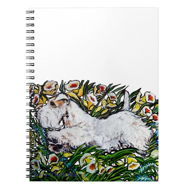 Sealyham Terrier Narzissen Notizblock (Vorderseite)