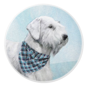 Sealyham Terrier Painting - Niedliche Original Dog Keramikknauf
