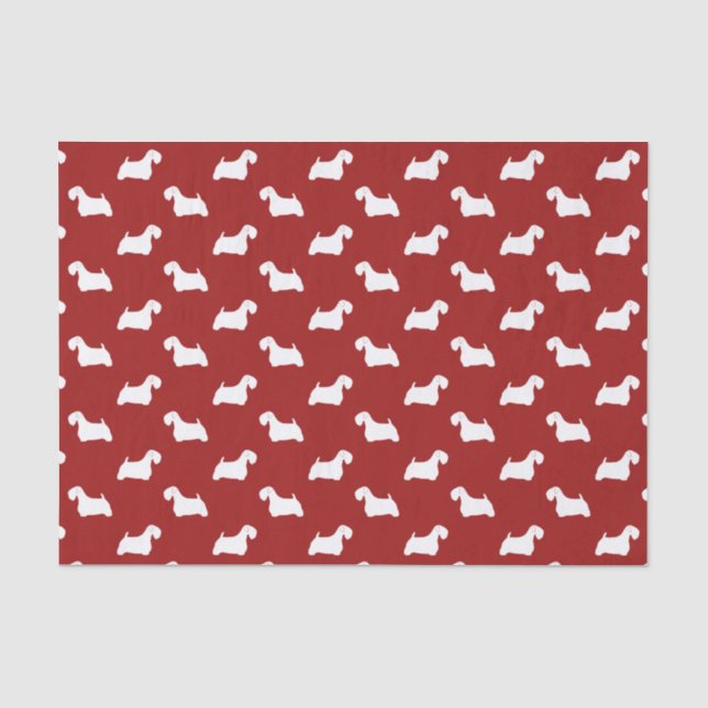 Sealyham Terrier-Silhouette-Muster-Rot Seidenpapier (Vorderseite)