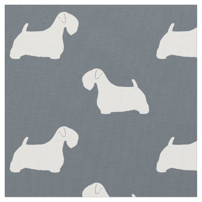 Sealyham Terrier-Silhouette-Muster Stoff (Nahaufnahme)