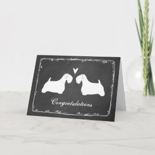 Sealyham Terrier Silhouetten Hochzeiten Glückwunsc Karte