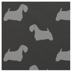 Sealyham Terrier Silhouetten Hunde Schwarz und Gra Stoff
