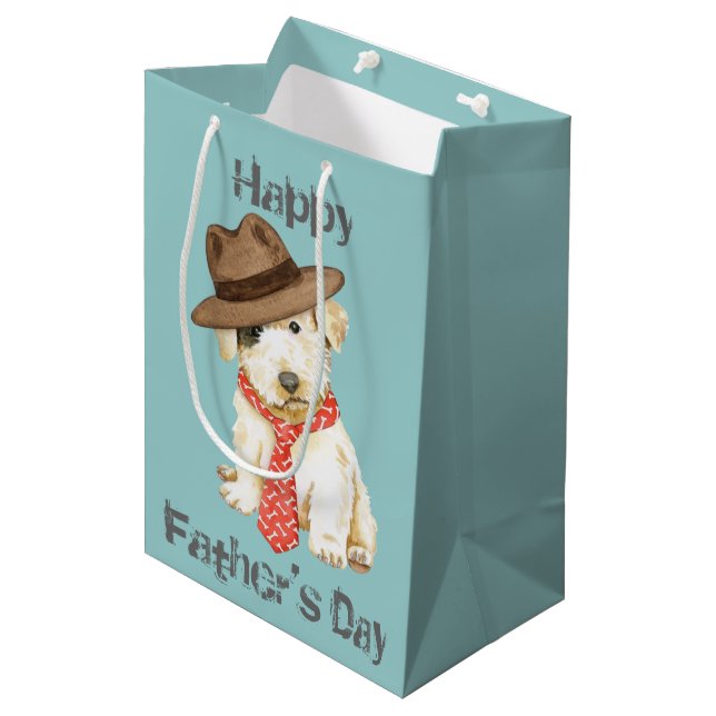 Sealyham Terrier Vater Medium Geschenktasche Mittlere Geschenktüte (Vorderseite Schrägansicht)