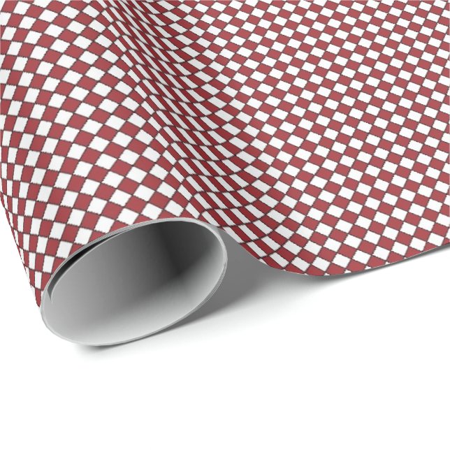 SEAM MATCHES: Red White Checked Wrapping Paper Geschenkpapier (Rolleneckpunkt)