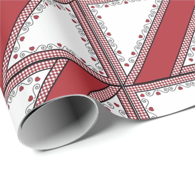 SEAM MATCHES: Valentine Red Heart Wrapping Paper Geschenkpapier (Rolleneckpunkt)