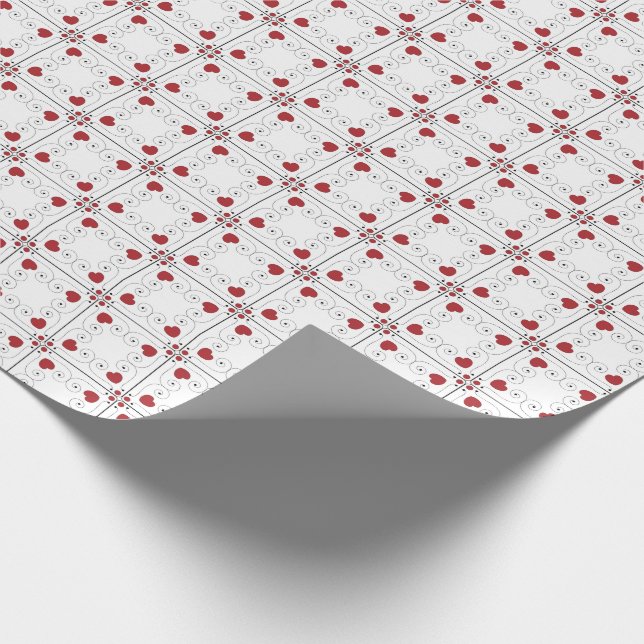 SEAM MATCHES: Valentine Red Heart Wrapping Paper Geschenkpapier (Ecke)