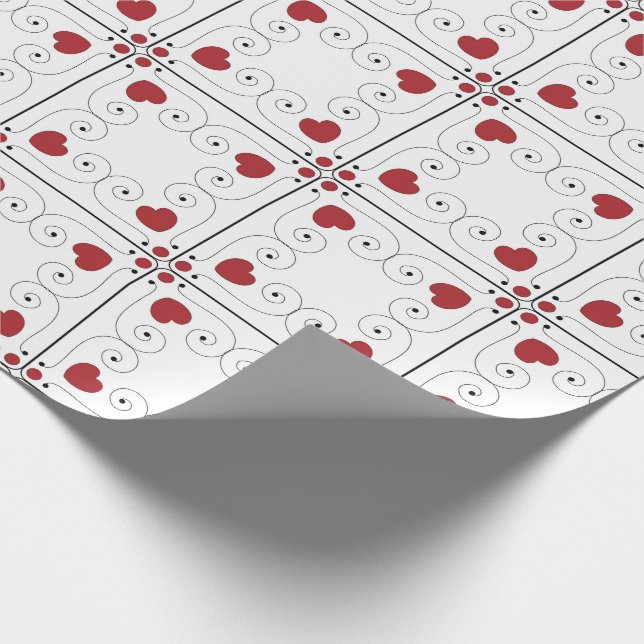 SEAM MATCHES: Valentine Red Heart Wrapping Paper Geschenkpapier (Ecke)