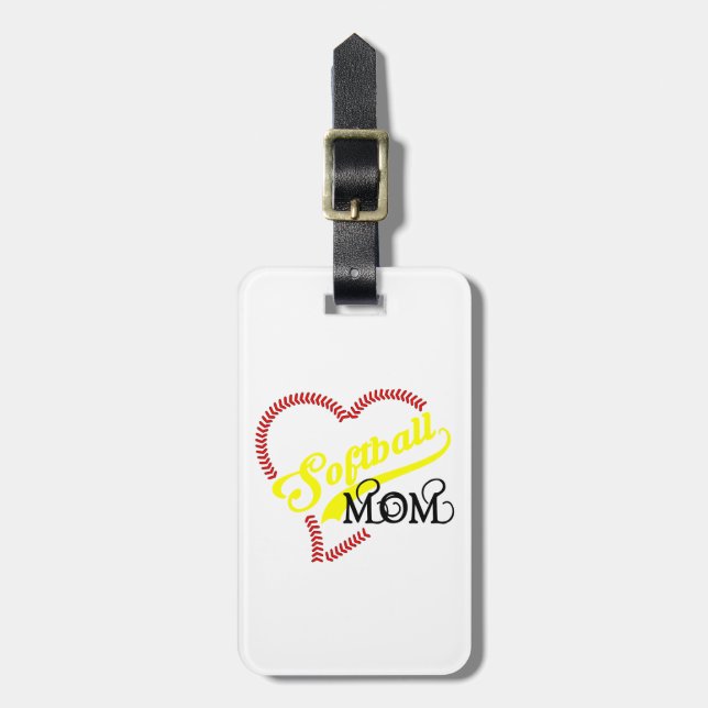 Seam Stitch Heart Softball Mama Näht Gepäckmarke Gepäckanhänger (Vorderseite vertikal)