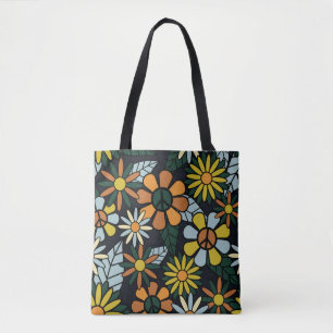 Seamless 70's retro hippie flowers pattern - Vinta Tasche