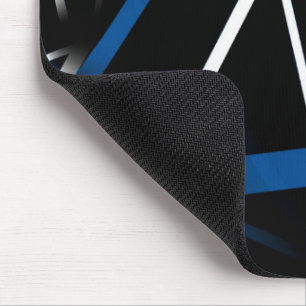 Seamless Abstract Blue and White Lines On Black B Mousepad