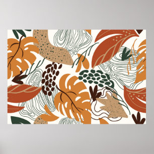 Seamless abstract nature pattern on white backgrou poster