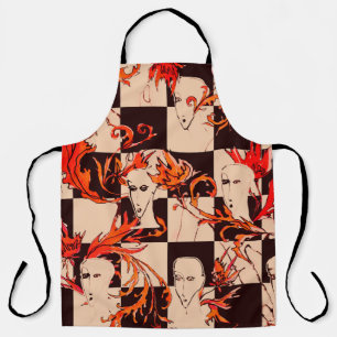 Seamless avant-garde pattern with faces and botany schürze