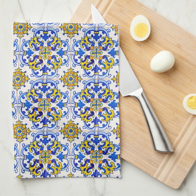 Seamless Azulejo Art Tile Geschirrtuch (Viertel Falte)