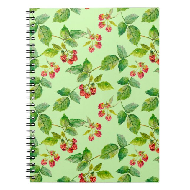 Seamless background with healthy berry - raspberry notizblock (Vorderseite)