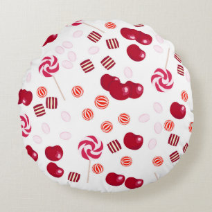 Seamless bright Cherry Bery Candy Lollipops süß Rundes Kissen