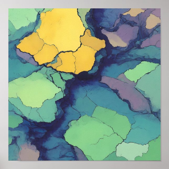 Seamless Bright Mineral Tiling with Metallic Lines Poster (Vorne)
