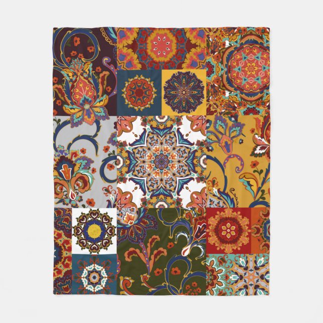 Seamless colorful patchwork tile with Islam, Arabi Fleecedecke (Vorderseite)