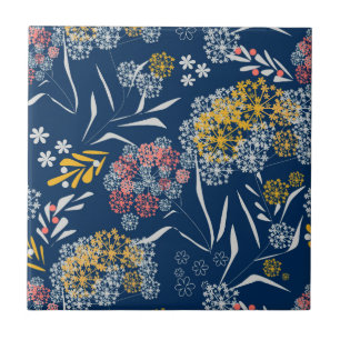 Seamless cute small flowers floral pattern navy vi fliese