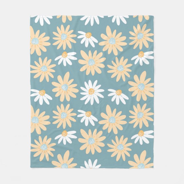 Seamless daisies pattern in small naive wild flowe fleecedecke (Vorderseite)