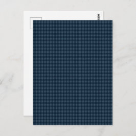Seamless Dark Blue & Gray Gingham Rustic Pattern Postkarte
