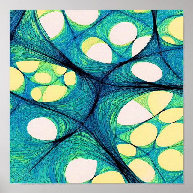 Seamless Electric Flow White Background Pattern Poster (Vorne)