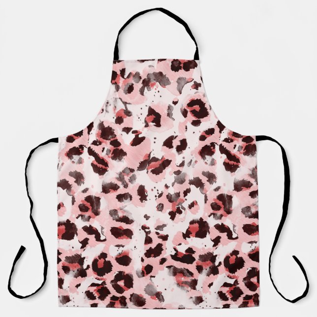 Seamless Endless Hand Drawn Watercolor Leopard Ani Schürze (Vorderseite)