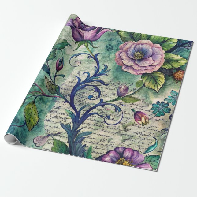 Seamless Floral Pattern Furniture Decoupage Paper Geschenkpapier (Ungerollt)