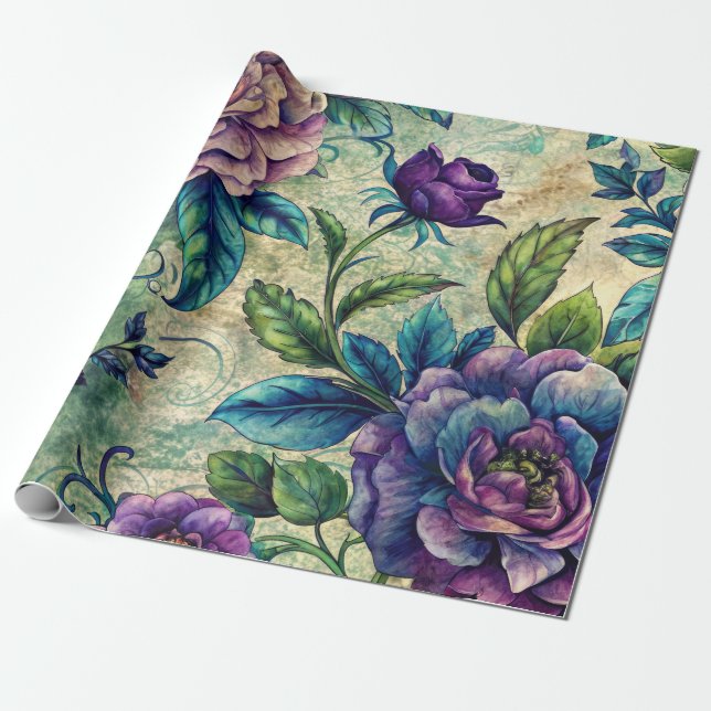 Seamless Floral Pattern Furniture Decoupage Paper Geschenkpapier (Ungerollt)