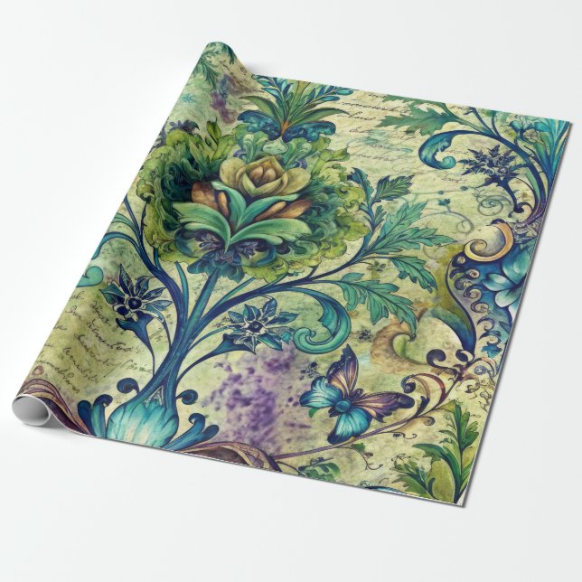 Seamless Floral Pattern Furniture Decoupage Paper Geschenkpapier (Ungerollt)