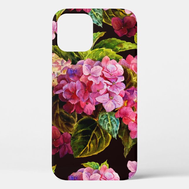 Seamless floral pattern. Hydrangea on a on a dark  Case-Mate iPhone Hülle (Rückseite)