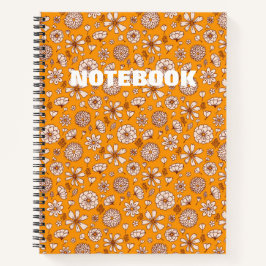 Seamless Floral pattern orange Notizbuch