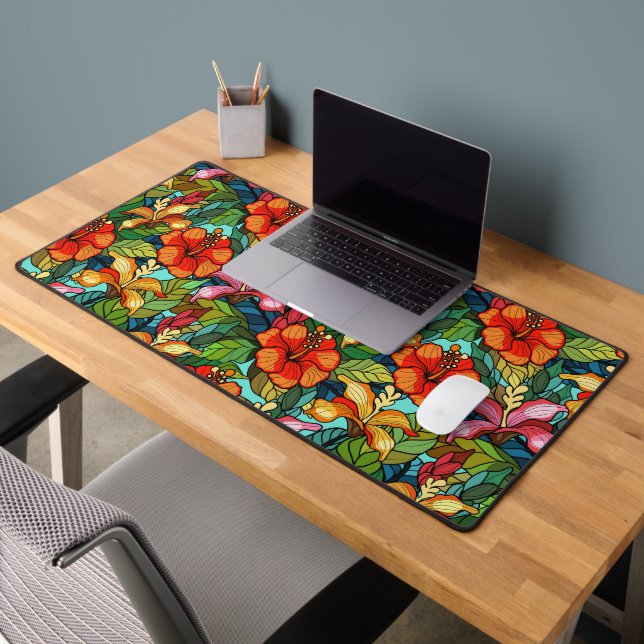 Seamless floral pattern with hibiscus flowers schreibtischunterlage (Büro 2)