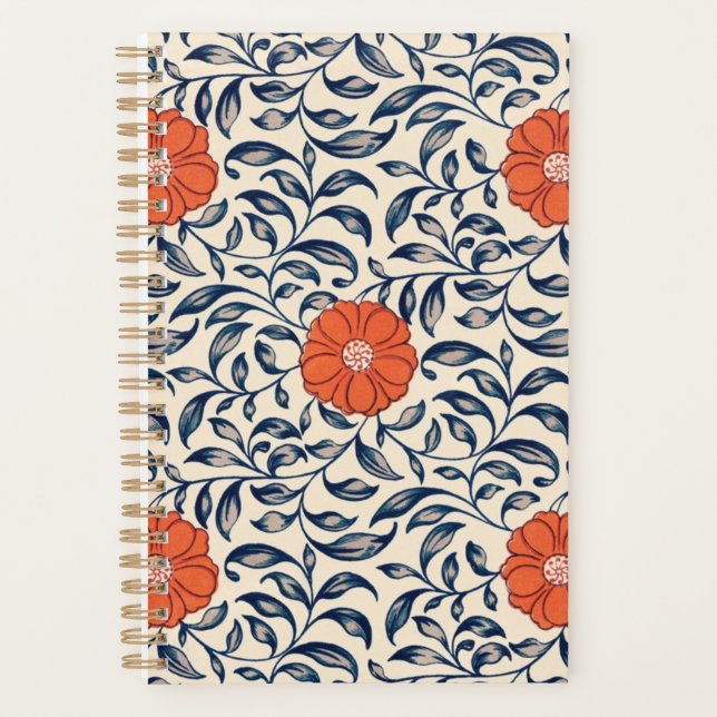 Seamless floral pattern with vibrant orange flower (Devant)