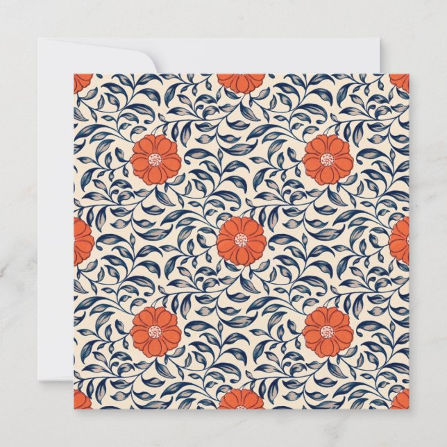 Seamless floral pattern with vibrant orange flower dankeskarte (Vorderseite)
