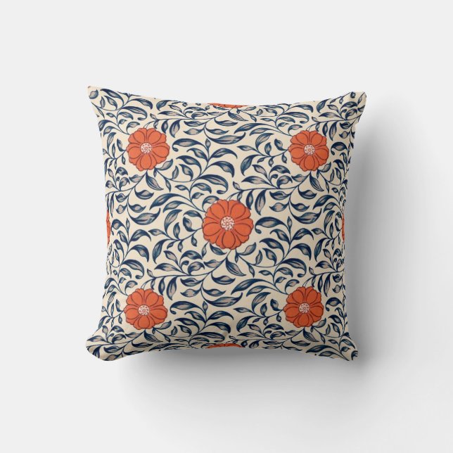 Seamless floral pattern with vibrant orange flower kissen (Vorderseite)