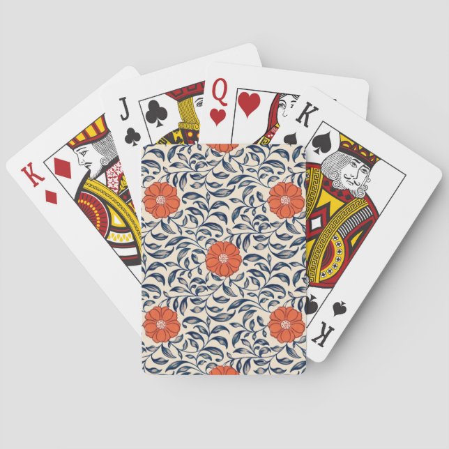 Seamless floral pattern with vibrant orange flower spielkarten (Rückseite)